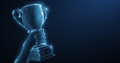 Hand holding up trophy